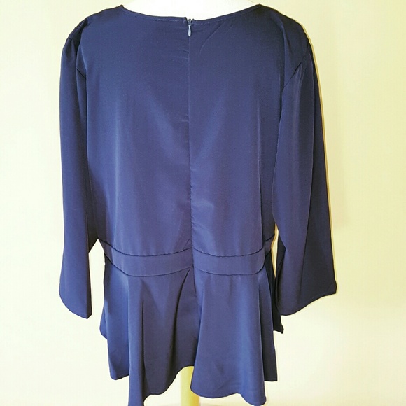 Plus Size Navy Peplum Top - Picture 3 of 4